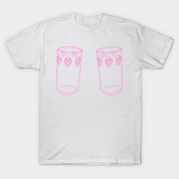 Nana anime strawberry glasses pastel pink T-Shirt by little-axii